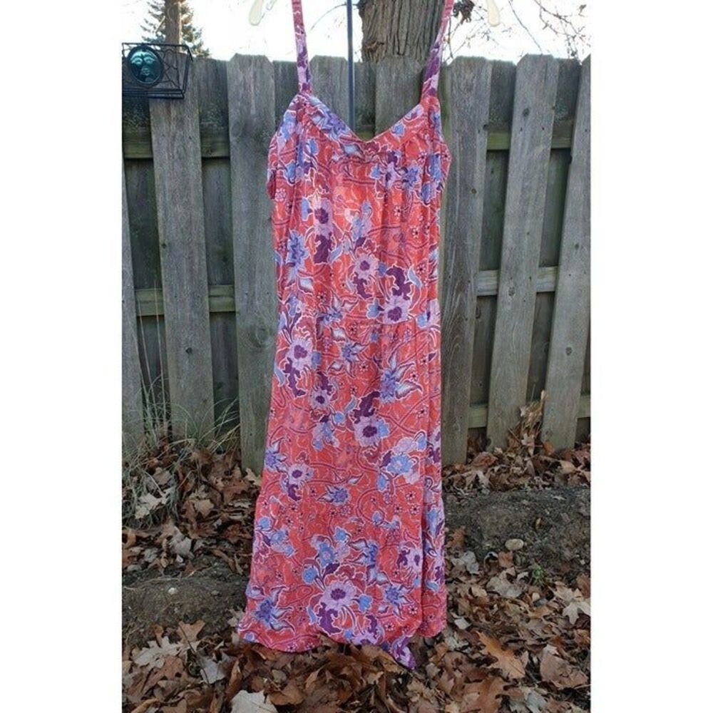 Knox Rose Women's Dress XL Sleeveless Tiered Floral Print Midi Ruffle